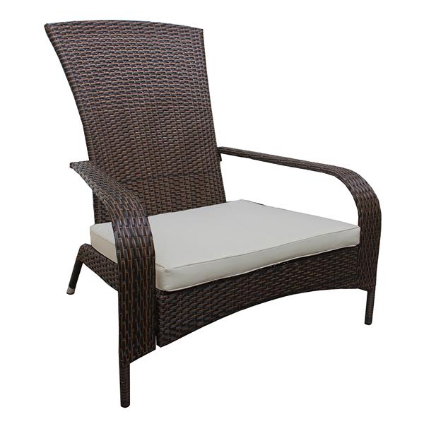 Fauteuil Muskoka en osier pour patio, Brun foncé et beige