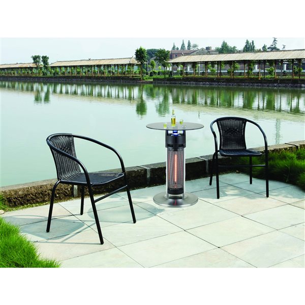 Table bistro chauffe-terrasse avec lumières DEL, 1400 watts