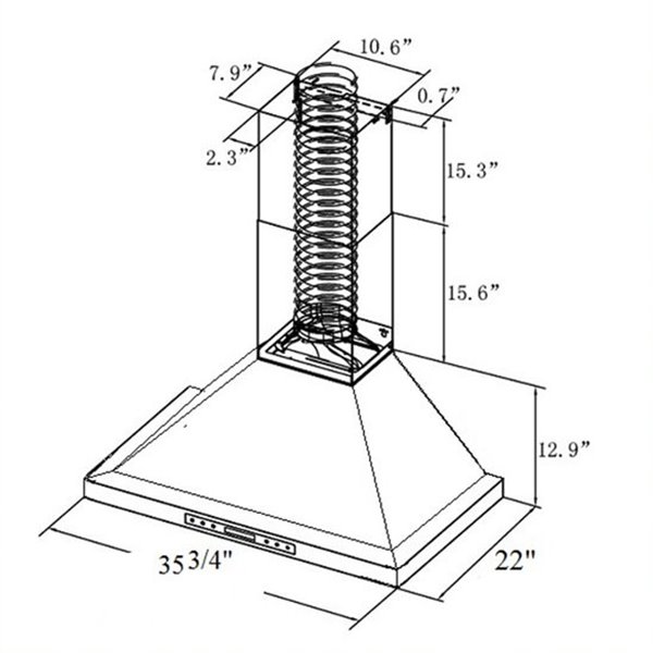 Turin Toscane Wall Mounted Range Hood 36" - 900CFM