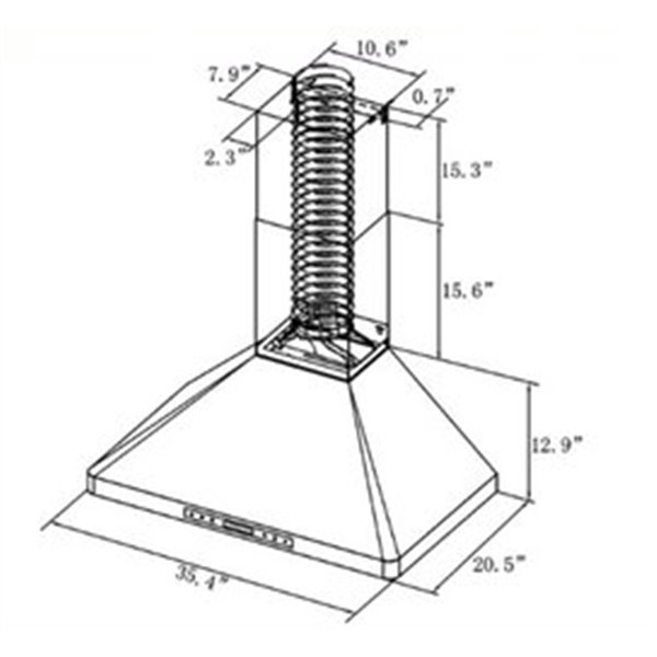 Turin Roma 36-In 900 CFM Wall Mounted Range Hood