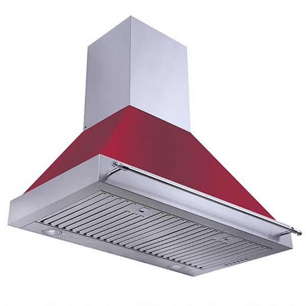 Turin Milazzo Wall Mounted Range Hood 36" Red - 900 CFM