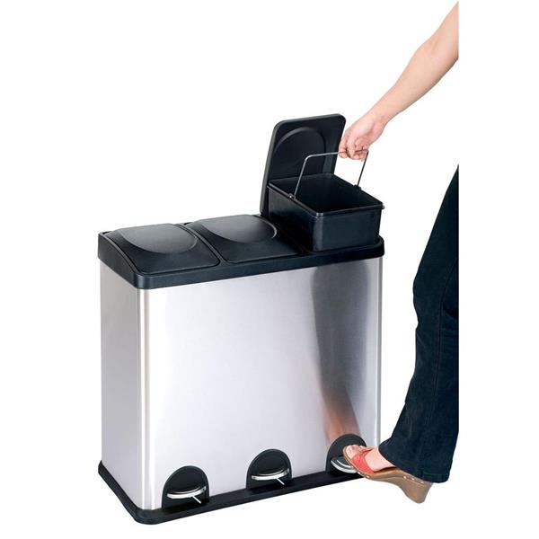Poubelle SYSTEMA avec bacs de recyclage - recyclage noir - 2x10l - Poubelle  - Achat & prix