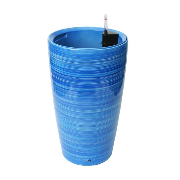 Modena Round Self-Watering Planter - 22-in - Blue Stripe