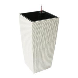 Jardinière carrée conique auto-irriguante en osier,22",blanc