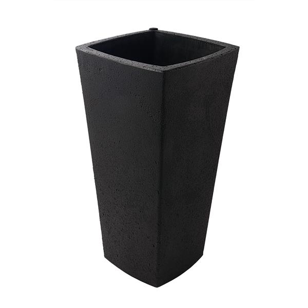 Crete Convex Self-Watering Planter - 25-in - Black
