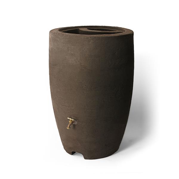 Baril de pluie décoratif Athena, 50 gallons, brun