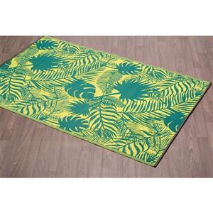 Tapis Fiesta extérieure en plastique, Feuilles vertes, 4'x6'