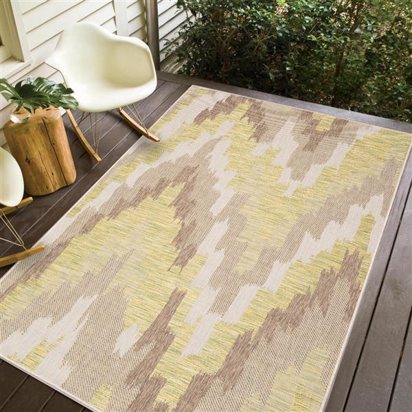 Erbanica 7x9 IndoorOutdoor Polypropylene Ivory Sand Green Rug RONA