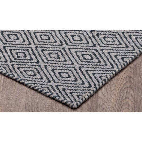 Erbanica Diamond Flat Weave Reversible Wool Rug - Grey/Black - 5' x 8'