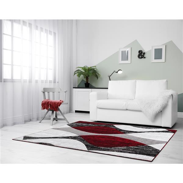 Tapis Whirlred, 2 pi x 8 pi, polypropylène, gris/rouge