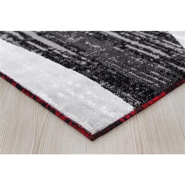 Tapis Whirlred, 2 pi x 8 pi, polypropylène, gris/rouge