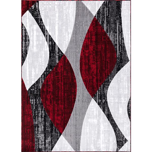 Segma Whirlred Area Rug 5 Ft X 8, Red Grey And White Area Rugs