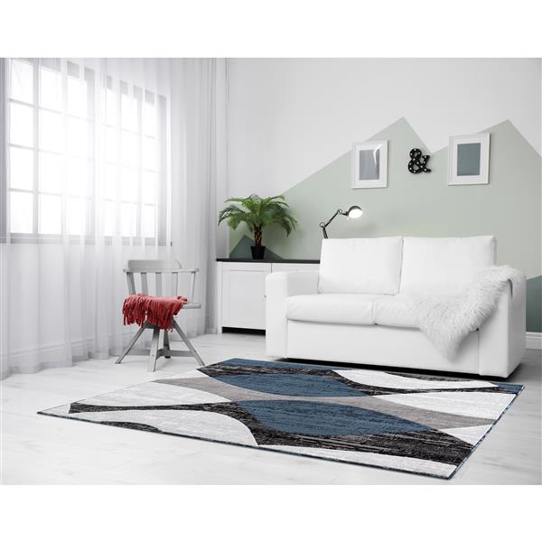 Tapis Whirlblue, 5 pi x 8 pi, polypropylène, gris/bleu