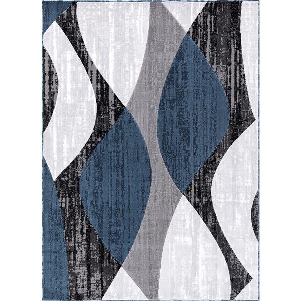 Tapis Whirlblue, 8 pi x 11 pi, polypropylène, gris/bleu