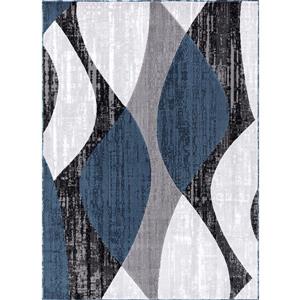 Tapis Whirlblue, 8 pi x 11 pi, polypropylène, gris/bleu