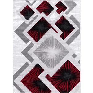 Tapis Diared, 8 pi x 11 pi, polypropylène, gris/rouge