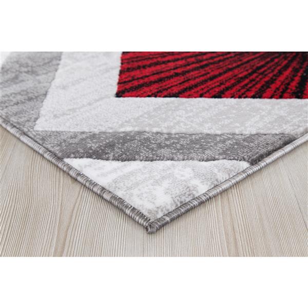 Tapis Diared, 2 pi x 3 pi, polypropylène, gris/rouge