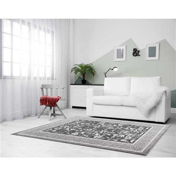 Tapis Delila, 2 pi x 8 pi, polypropylène, gris