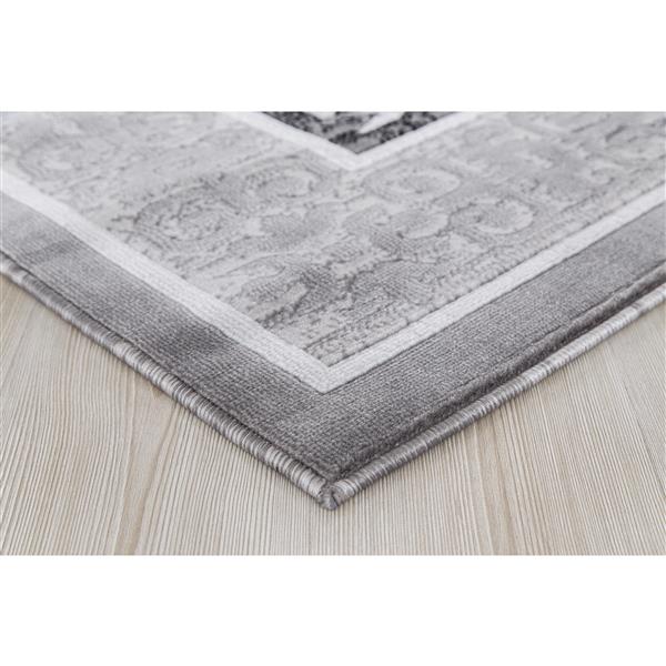 Tapis Delila, 5 pi x 8 pi, polypropylène, gris