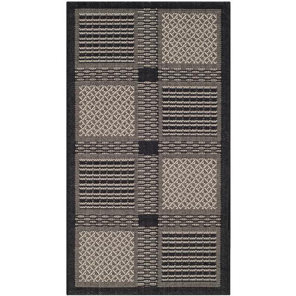 Safavieh Decorative Courtyard Rug - 2-ft x 3-ft 7-in - Black/Sand
