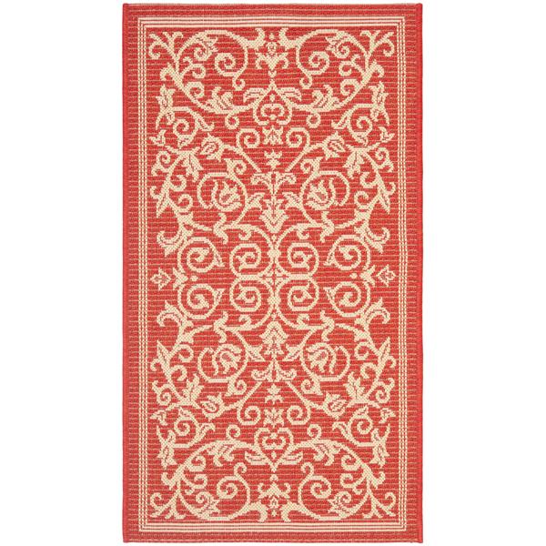 Safavieh Decorative Courtyard Rug  - 2-ft x 3-ft 7-in - Red/Natural