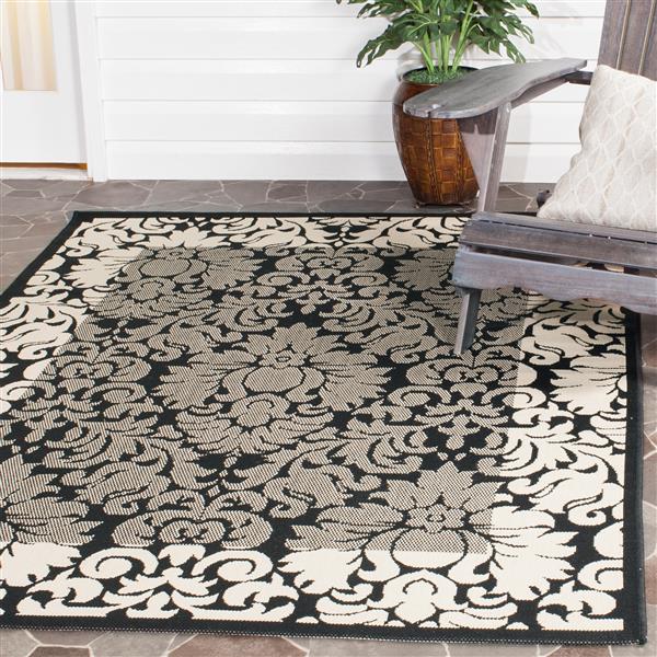 Safavieh Decorative Courtyard Rug - 2-ft x 3-ft 7-in - Black/Sand
