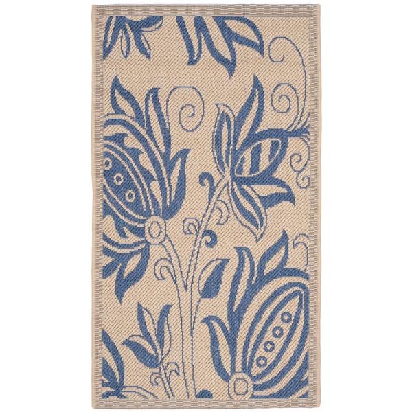 Safavieh Decorative Courtyard Rug - 2-ft x 3-ft 7-in - Natural/Blue