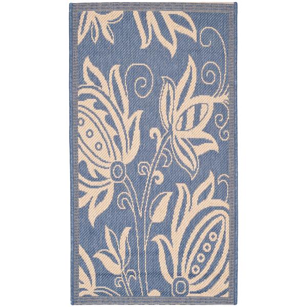 Safavieh Decorative Courtyard Rug - 2-ft x 3-ft 7-in - Natural/Blue