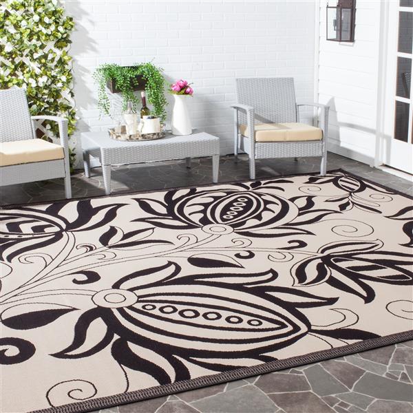 Safavieh Decorative Courtyard Rug - 2-ft x 3-ft 7-in - Sand/Black