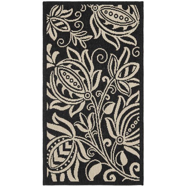 Safavieh Decorative Courtyard Rug  - 2-ft x 3-ft 7-in - Black/Sand
