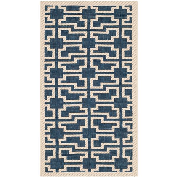 Safavieh Decorative Courtyard Rug - 2-ft x 3-ft 7-in - Navy/Beige