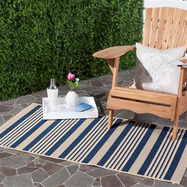 Safavieh Decorative Courtyard Rug - 2-ft x 3-ft 7-in - Navy/Beige