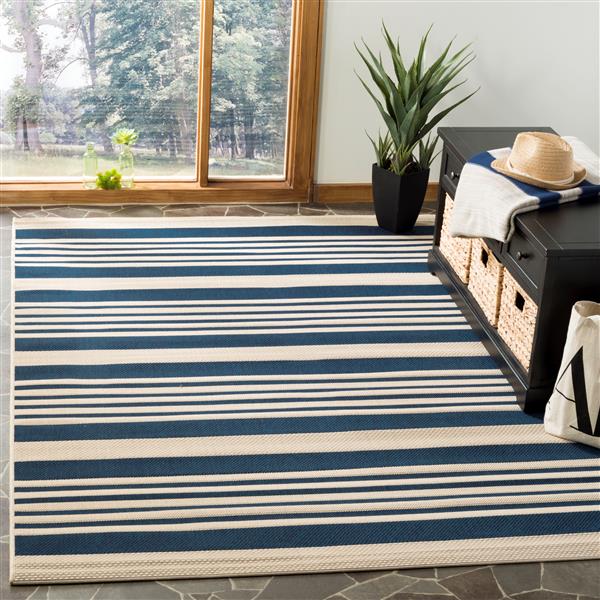 Safavieh Decorative Courtyard Rug - 2-ft x 3-ft 7-in - Navy/Beige