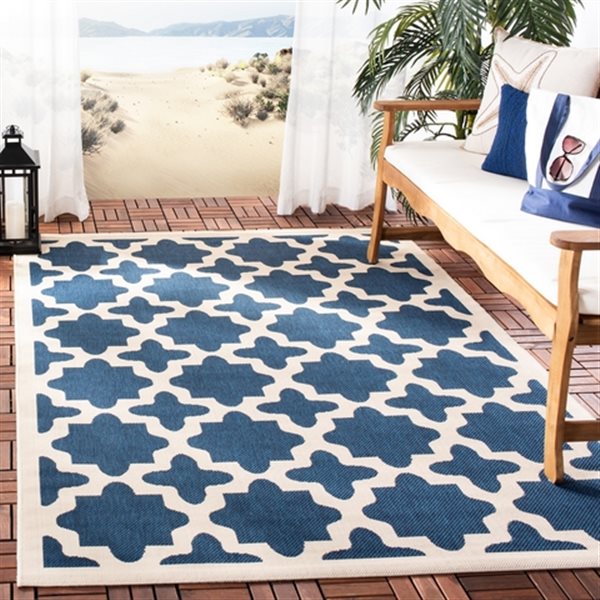 Safavieh Decorative Courtyard Rug - 2-ft x 3-ft 7-in - Navy/Beige