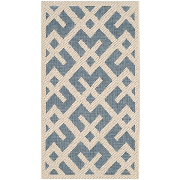 Safavieh Decorative Courtyard Rug - 2-ft x 3-ft 7-in - Blue/Bone