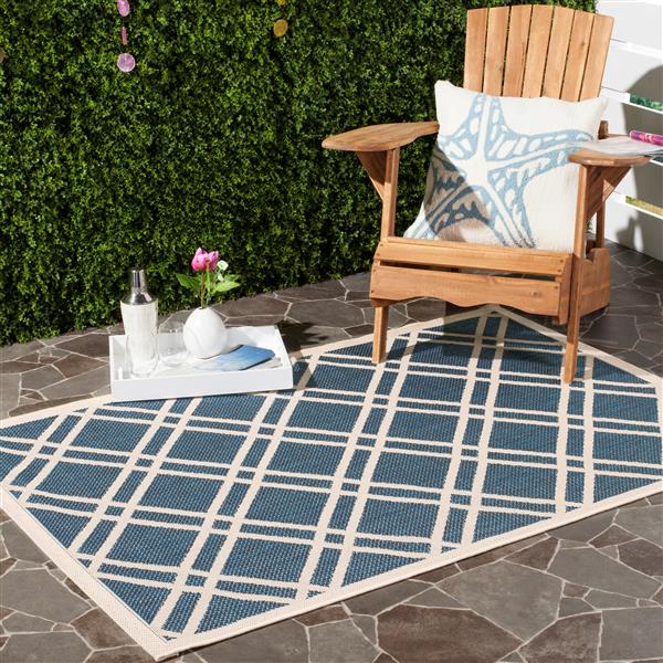 Safavieh Decorative Courtyard Rug - 2-ft x 3-ft 7-in - Navy/Beige