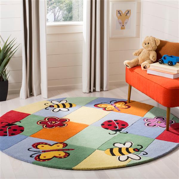Safavieh Kids Round Rug - 4-ft x 4-ft - Wool - Multi