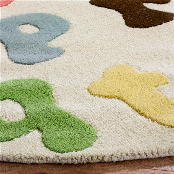 Safavieh Kids Round Rug - 4-ft x 4-ft - Wool - Ivory/Multi