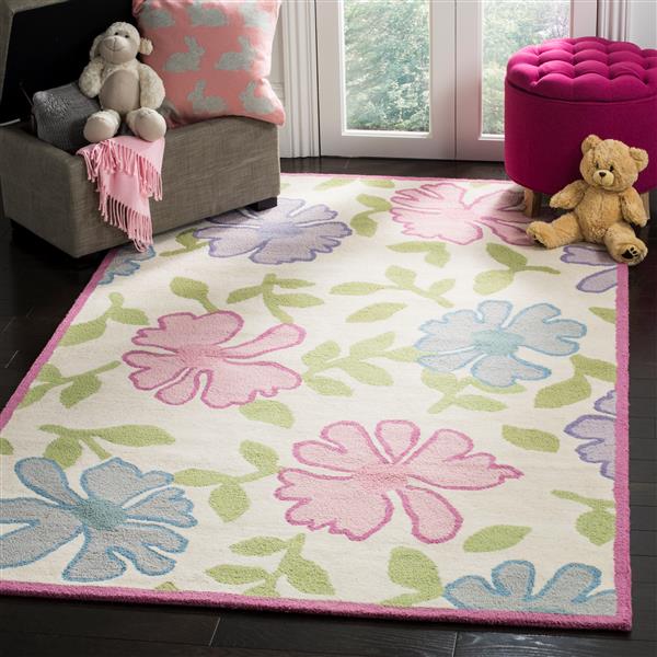 Safavieh Kids Rug - 3-ft x 5-ft - Wool - Ivory/Pink