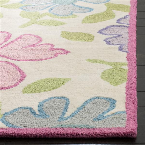 Safavieh Kids Round Rug - 4-ft x 4-ft - Wool - Ivory/Pink