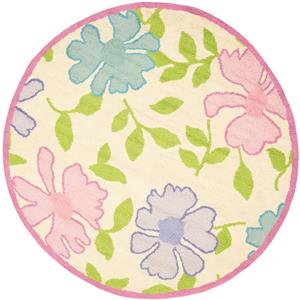 Safavieh Kids Round Rug - 4-ft x 4-ft - Wool - Ivory/Pink