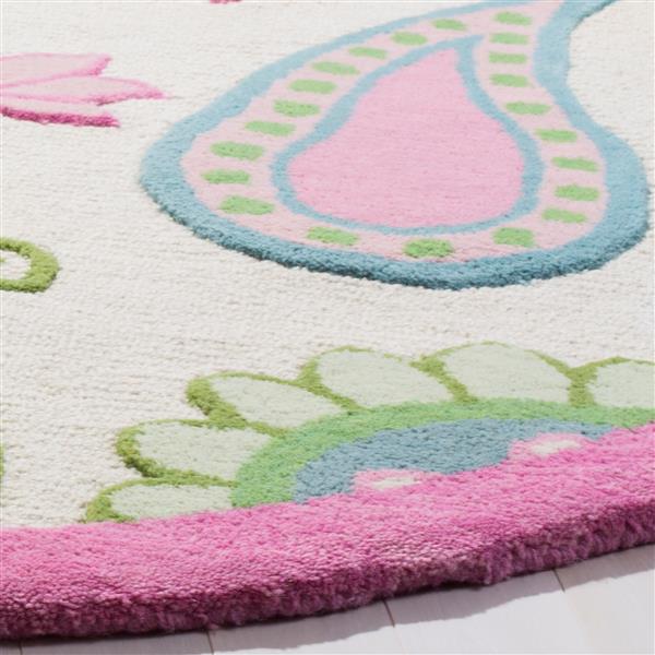 Safavieh Kids Round Rug - 4-ft x 4-ft - Wool - Ivory/Pink