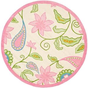 Safavieh Kids Round Rug - 4-ft x 4-ft - Wool - Ivory/Pink