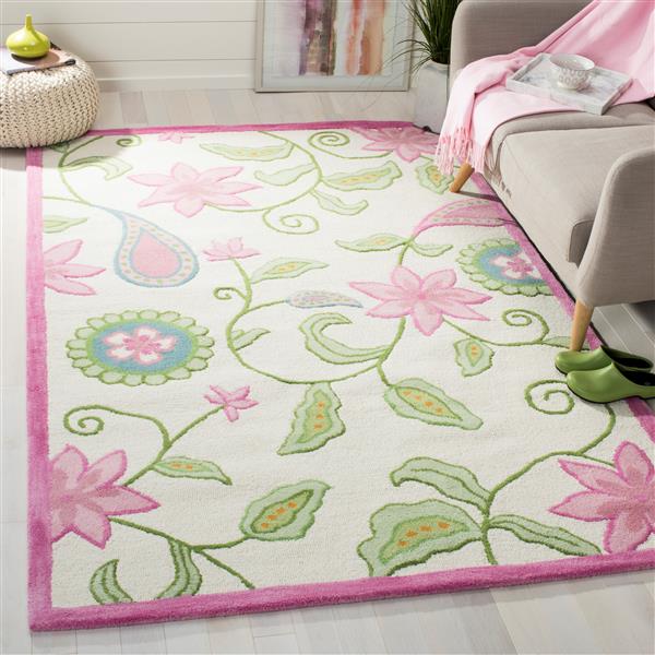 Safavieh Kids Square Rug - 7-ft x 7-ft - Wool - Ivory/Pink