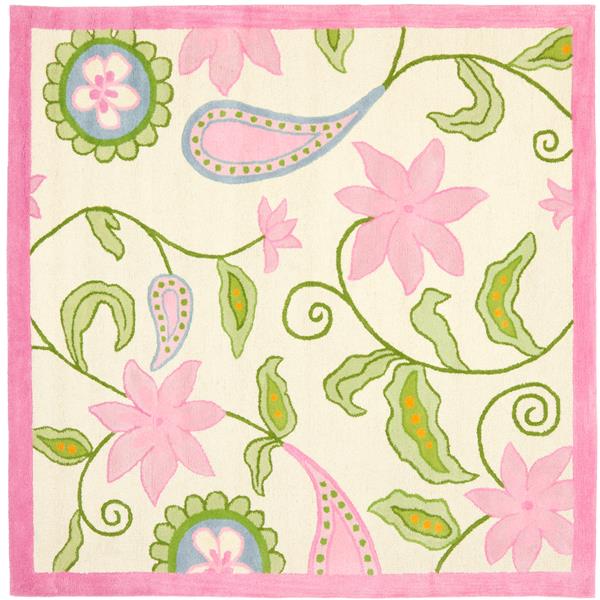 Safavieh Kids Square Rug - 7-ft x 7-ft - Wool - Ivory/Pink