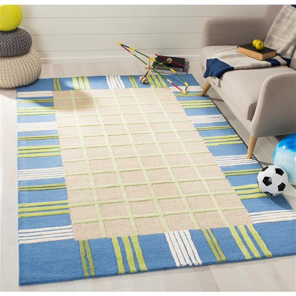 Safavieh Kids Square Rug - 7-ft x 7-ft - Wool - Taupe/Blue SFK320A-7SQ ...