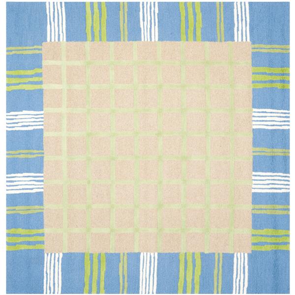 Safavieh Kids Square Rug - 7-ft x 7-ft - Wool - Taupe/Blue SFK320A-7SQ ...