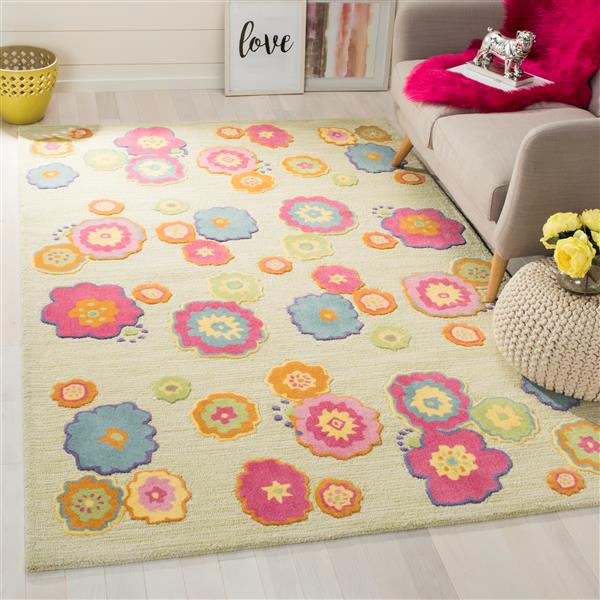 Safavieh Kids Rug - 3-ft x 5-ft - Wool - Light Green/Multi