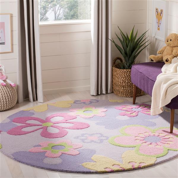 Safavieh Kids Round Rug - 4-ft x 4-ft - Wool - Multi