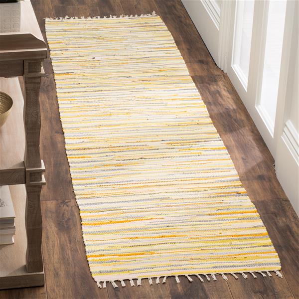 Safavieh Rag Rug - 2.3-ft x 8-ft - Cotton - Gold/Multi
